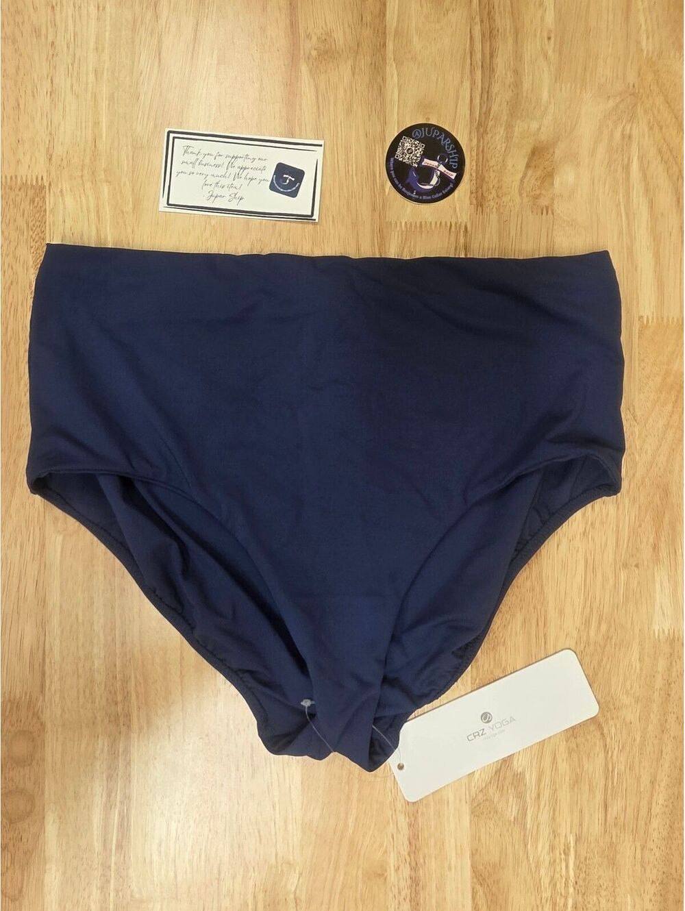CRZ YOGA Women’s High Waisted Bikini Bottom Tummy Control Insignia Blue Medium
